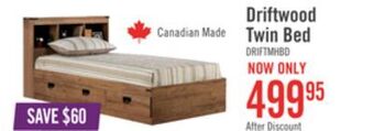 The Brick Driftwood twin mates bed with bookcase headboard offer