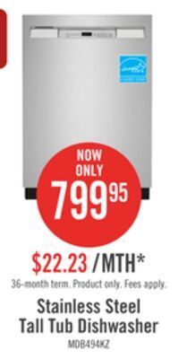 The Brick Maytag front-control dishwasher with dual power filtration - mdb4949skz offer