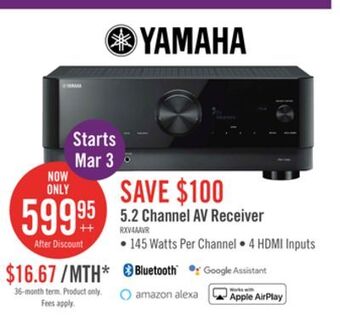 The Brick Yamaha rx-v4a av receiver with cinema dsp 3d and voice assistant compatibility - rxv4a b offer