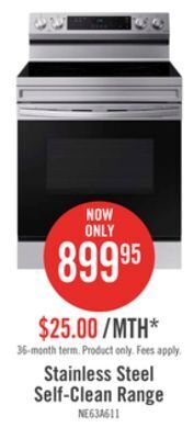 The Brick Samsung 6.3 cu. ft. freestanding electric range with wi-fi - ne63a6111ss/ac offer