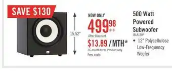 The Brick Jbl stage a120p 12" 500 w powered subwoofer - jbla120pblkam offer