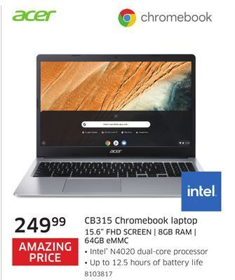 The Source Acer cb315 chromebook laptop 15.6" fhd screen | 8gb ram | 64gb emmc offer