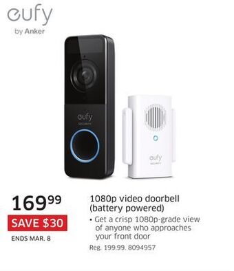 The Source Eufy 1080p video doorbell (battery powered) offer