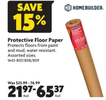 Home Hardware Protective floor paper offer