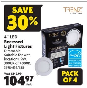 Home Hardware 4" led recessed light fixtures offer