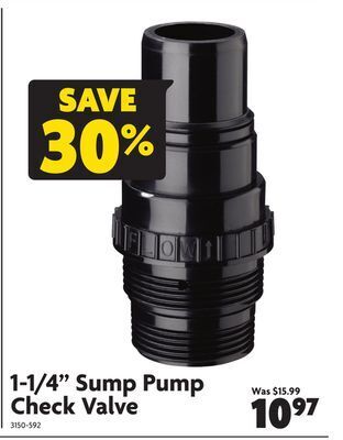 Home Hardware 1-1/4" sump pump check valve offer
