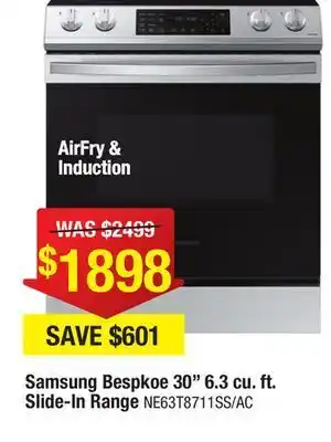 Bad Boy Superstore Samsung bespkoe 30" 6.3 cu. ft. slide-in range offer