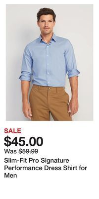 Old Navy Slim-fit pro signature performance dress shirt for men offer