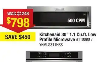 Bad Boy Superstore Kitchenaid 30" 1.1 cu. ft. low profile microwave offer