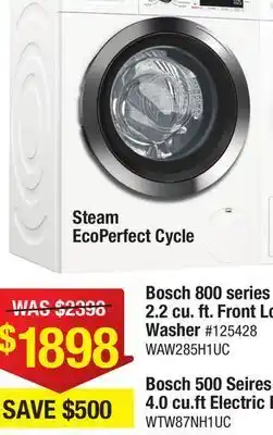 Bad Boy Superstore Bosch 800 series 24" 2.2 cu ft. front load washer offer