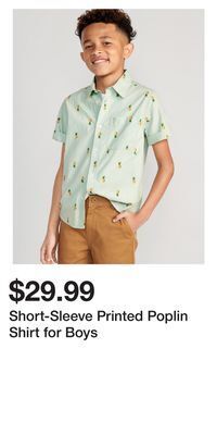 Old Navy Short-sleeve printed poplin shirt for boys offer