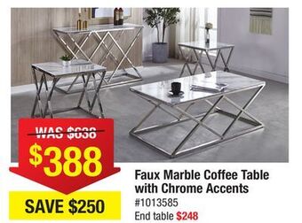 Bad Boy Superstore Faux marble coffee table with chrome accents offer