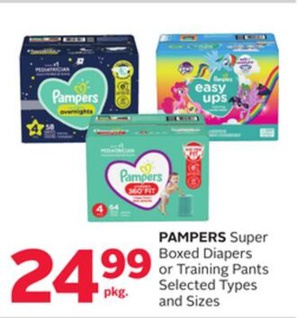 Rexall Pampers super boxed diapers or training pants offer