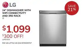 Goemans Appliances Lg 24" dishwasher with wifi connectivity and 3rd rack offer
