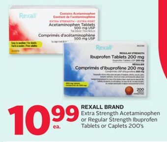 Rexall Rexall brand extra strength acetaminophen or regular strength ibuprofen tablets or caplets offer