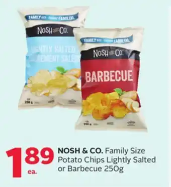Rexall Nosh & co. family size potato chips lightly salted or barbecue offer