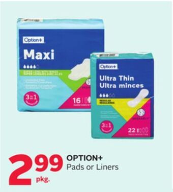 Rexall Option + pads or liners offer