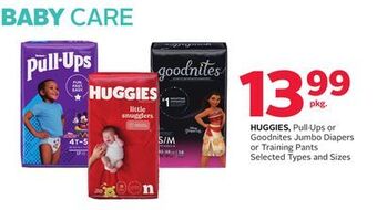 Rexall Huggies, pull. ups or goodnites jumbo diapers or training pants offer