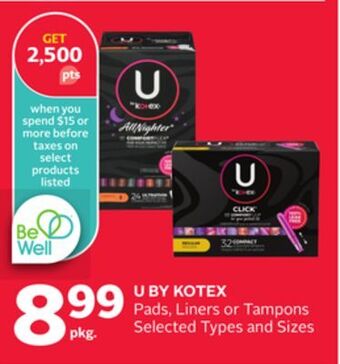 Rexall U by kotex pads, liners or tampons offer