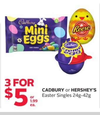Rexall Cadbury or hershey's easter singles offer