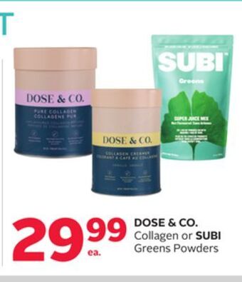 Rexall Dose & co. collagen or subi greens powders offer