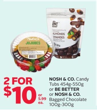 Rexall Nosh & co. candy tubs 454g-550g or be better or nosh & co. bagged chocolate 100g-300g offer