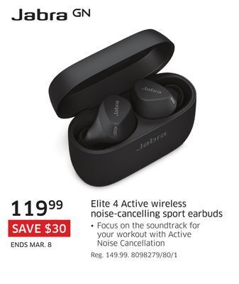 The Source Jabra gn elite 4 active wireless noise-cancelling sport earbuds offer