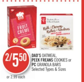 Shoppers Drug Mart Dad's oatmeal, peek freans cookies or pc granola bars offer