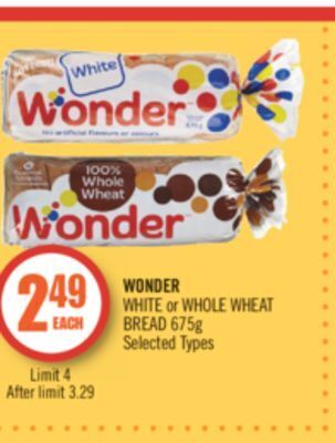 Shoppers Drug Mart Wonder white or whole wheat bread offer