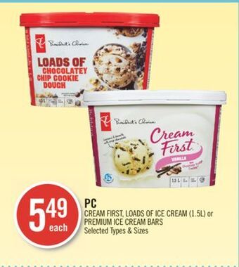 Shoppers Drug Mart Pc cream first, loads of ice cream (1.5l) or premium ice cream bars offer