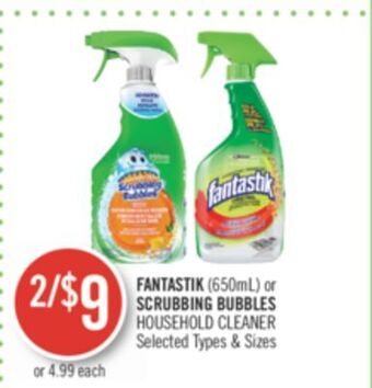 Shoppers Drug Mart Fantastik (650ml) or scrubbing bubbles household cleaner offer