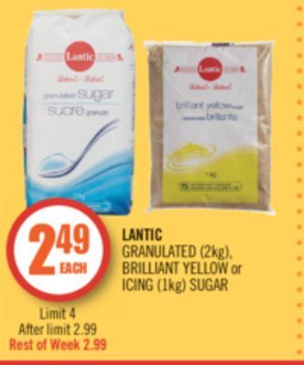 Shoppers Drug Mart Lantic granulated (2kg), brilliant yellow or icing (1kg) sugar offer