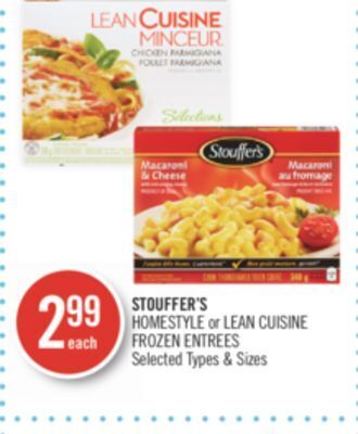 Shoppers Drug Mart Stouffer's homestyle or lean cuisine frozen entrees offer