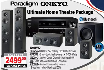 2001 Audio Video Paradigm onkyo ultimate home theatre package offer