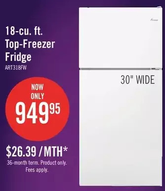 The Brick Amana 18 cu. ft. top-freezer refrigerator – art318ffdw offer