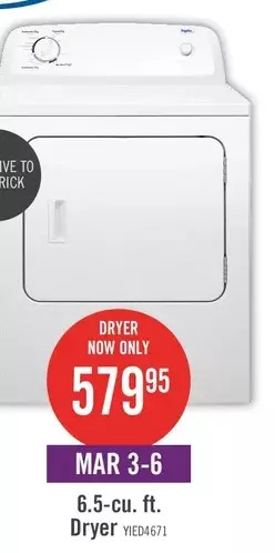 The Brick Inglis 6.5 cu. ft. electric dryer with automatic drying control – yied4671ew offer