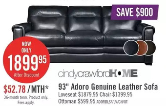 The Brick Adoro genuine leather sofa - blue offer