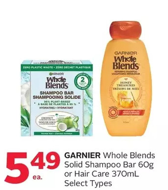 Rexall Garnier whole blends solid shampoo bar or hair care offer