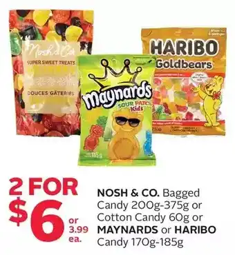 Rexall Nosh & co. bagged candy or cotton candy or maynards or haribo candy offer