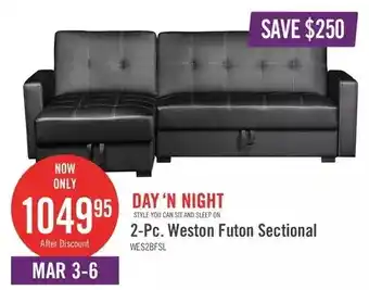 The Brick Weston 2-piece leather-look fabric left-facing futon sectional - black offer