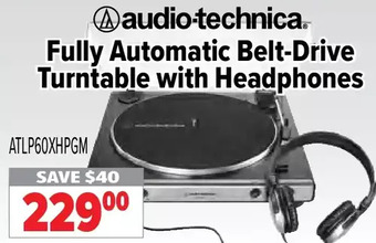 2001 Audio Video Audio-technica fully automatic belt-drive turntable with headphones offer