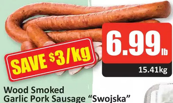 Starsky Wood smoked garlic pork sausage "swojska" offer