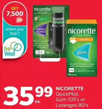Rexall Nicorette quickmist, gum or lozenges offer