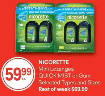 Guardian Pharmacy Nicorette mini lozenges, quick mist or gum offer