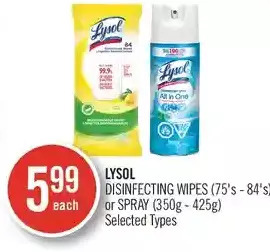 Shoppers Drug Mart Lysol disinfecting wipes or spray offer