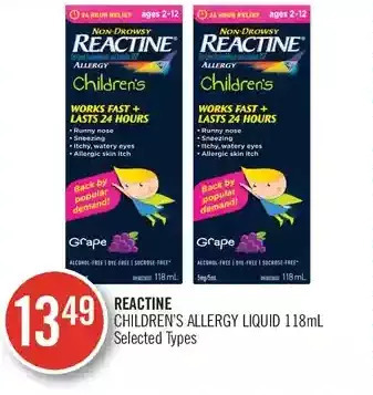 Shoppers Drug Mart Reactine children's allergy liquid offer