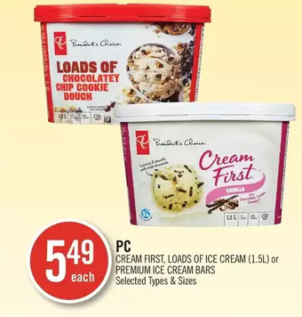 Shoppers Drug Mart Pc cream first, loads of ice cream or premium ice cream bars offer