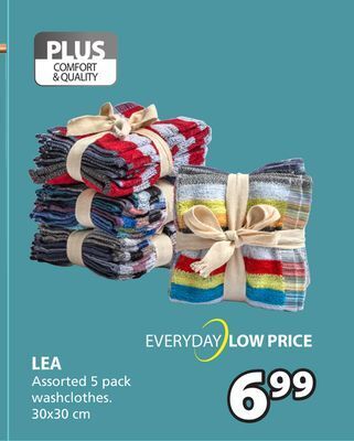 JYSK Lea assorted 5 pack washclothes offer