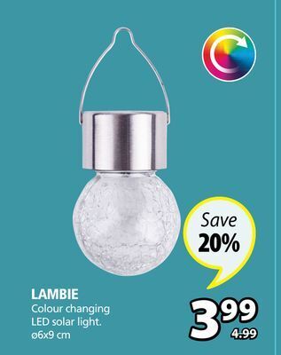 JYSK Lambie colour changing led solar light offer