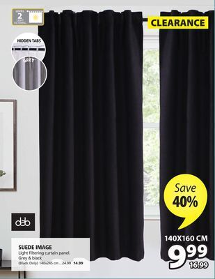 JYSK Suede image light filtering curtain panel offer